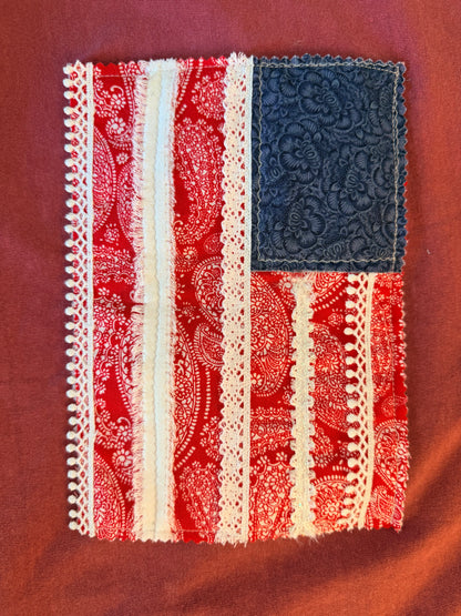 Handmade Patchwork Flag Tee Paisley 2 | Red (Medium)