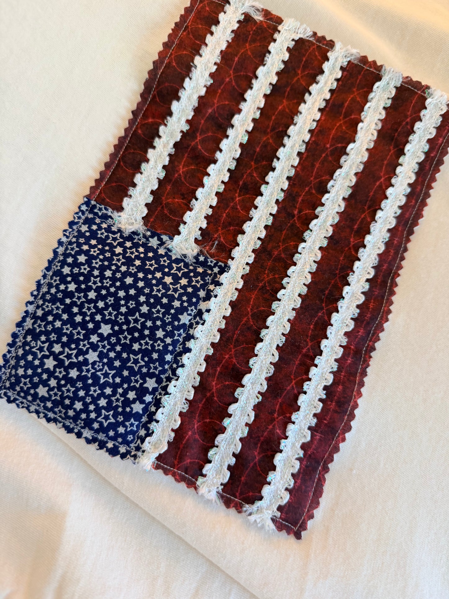 Handmade Patchwork Flag Tee Barbed Wire | White Large