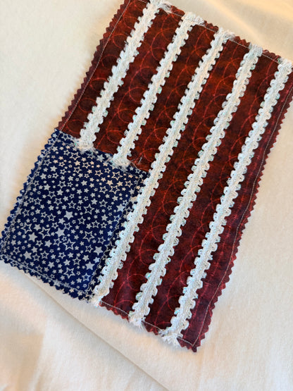 Handmade Patchwork Flag Tee Barbed Wire | White Large