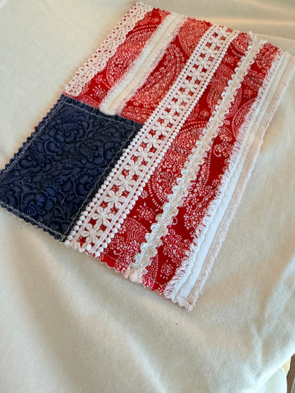 Handmade Patchwork Flag Tee Paisley | White (XLarge)